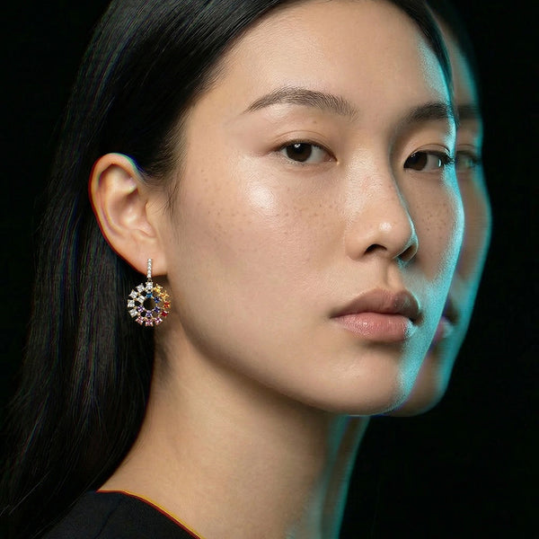 Chromatic Loop - Lab Diamond Drop Earrings