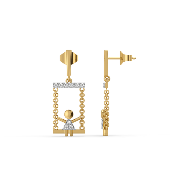 Little Swing 18k Gold Lab Grown Diamond Drop Earrings - Lukson