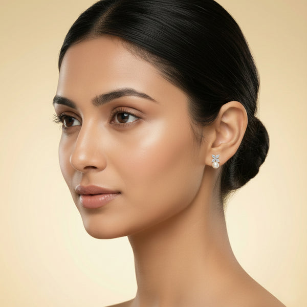 Lukson Pearls Lab-Grown Diamond Stud Earrings for Women