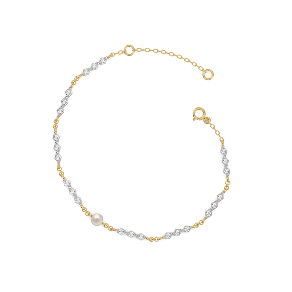 Snow Kissed Pearl - Lab GrownDiamond Bracelet Online- Lukson
