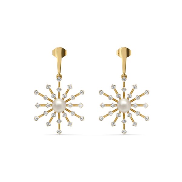 Snow Kissed Pearl Lab Grown Diamond Drop Earrings