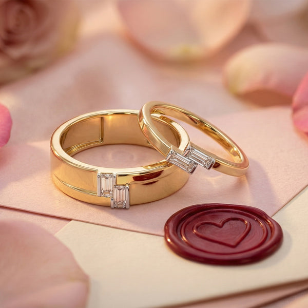 Parallel Promise Lab Grown Diamond Couple Band Rings for Weeding - Lukson