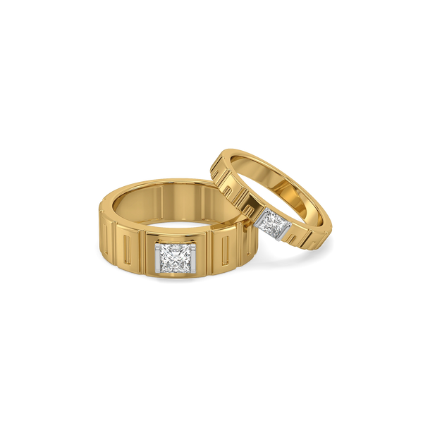 Lukson Groove Promise Lab Diamond Couple Band Rings