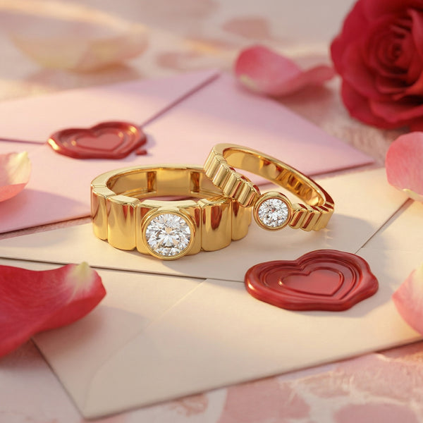 Lukson One Story Lab Grown Diamond Couple Band Rings for Women