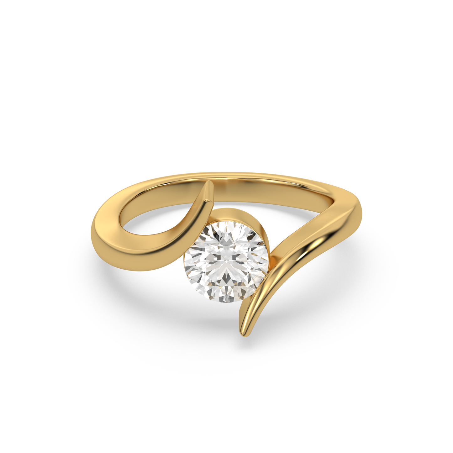 Curved Elegance Solitaire - 18kt Gold Vermeil Lab Grown Diamond Ring
