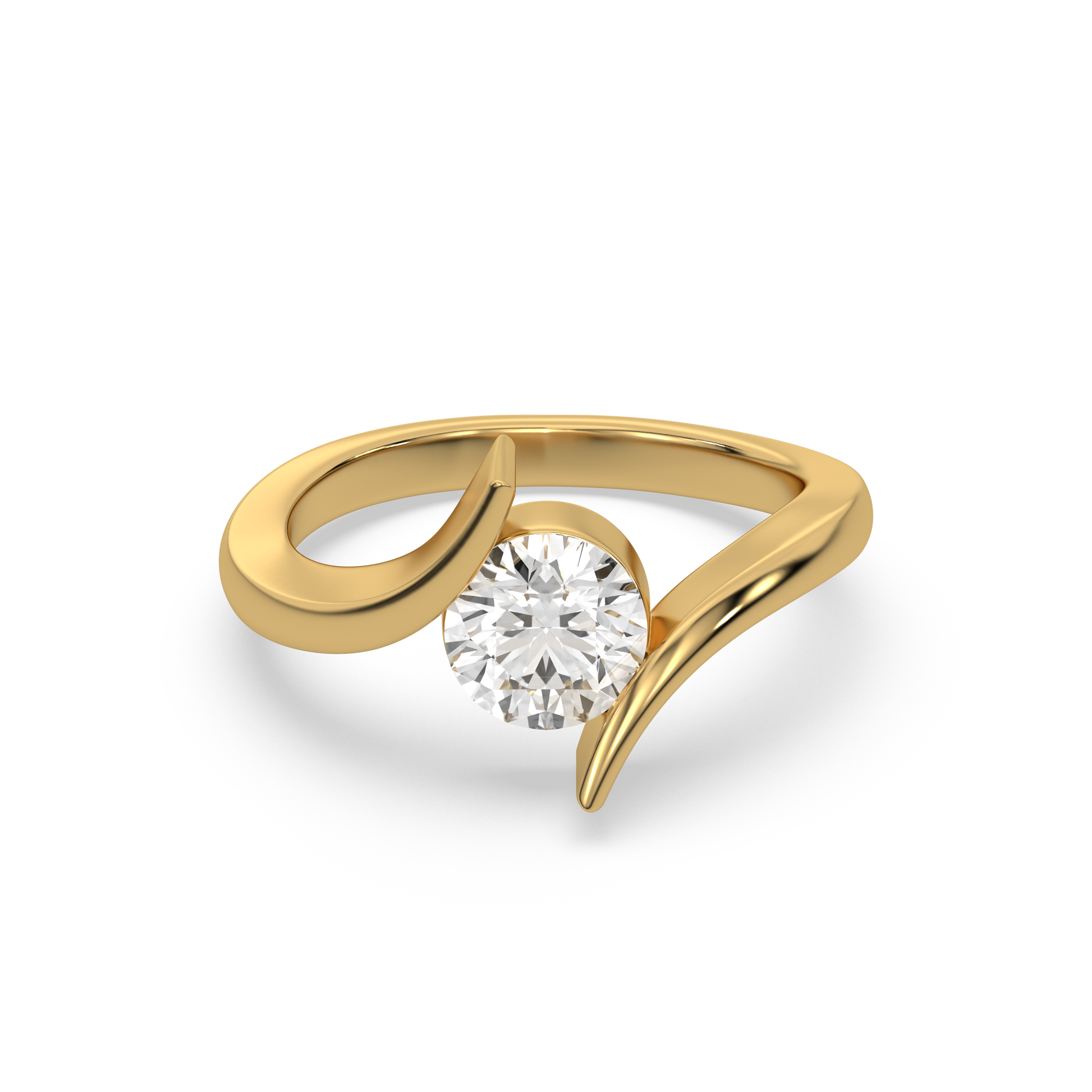 Curved Elegance Solitaire - 18kt Gold Vermeil Lab Grown Diamond Ring
