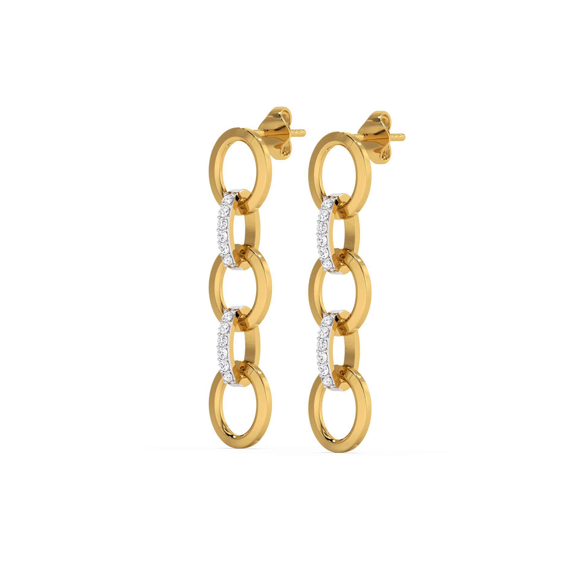 Link Chain Drops - 18kt Gold Vermeil Lab Grown Diamond Earrings