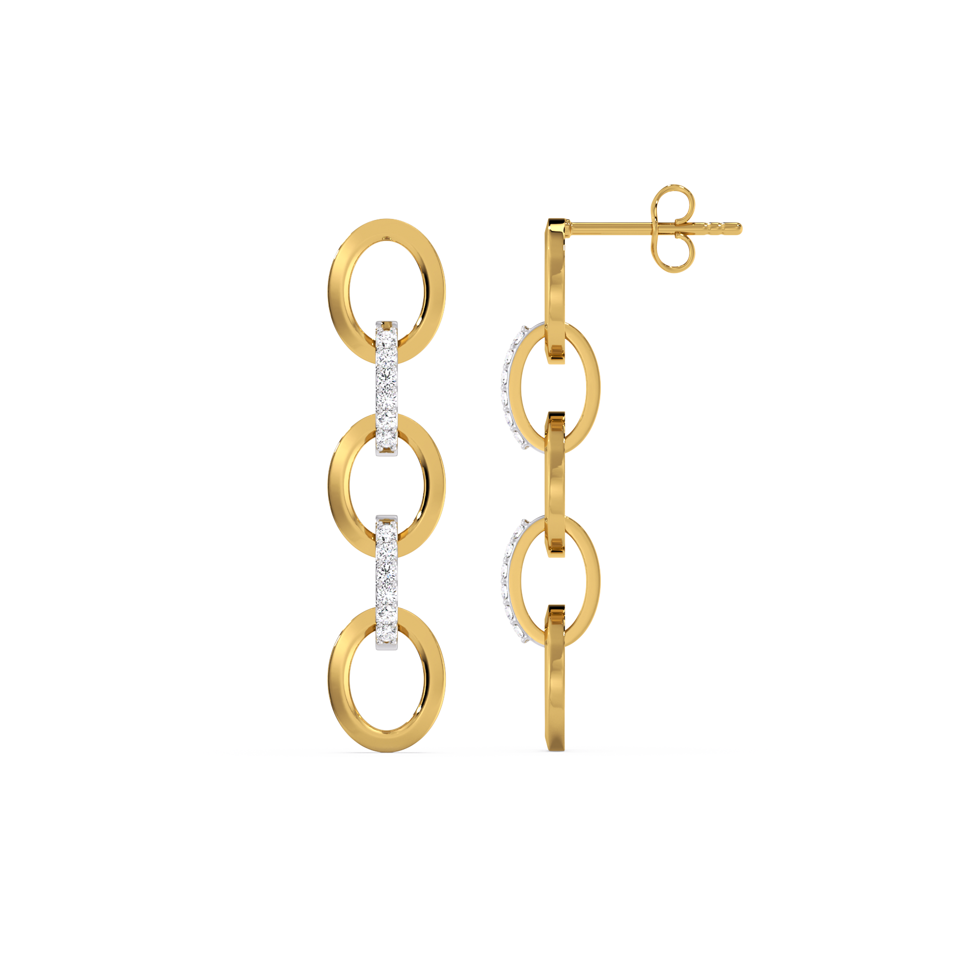 Link Chain Drops - 18kt Gold Vermeil Lab Grown Diamond Earrings