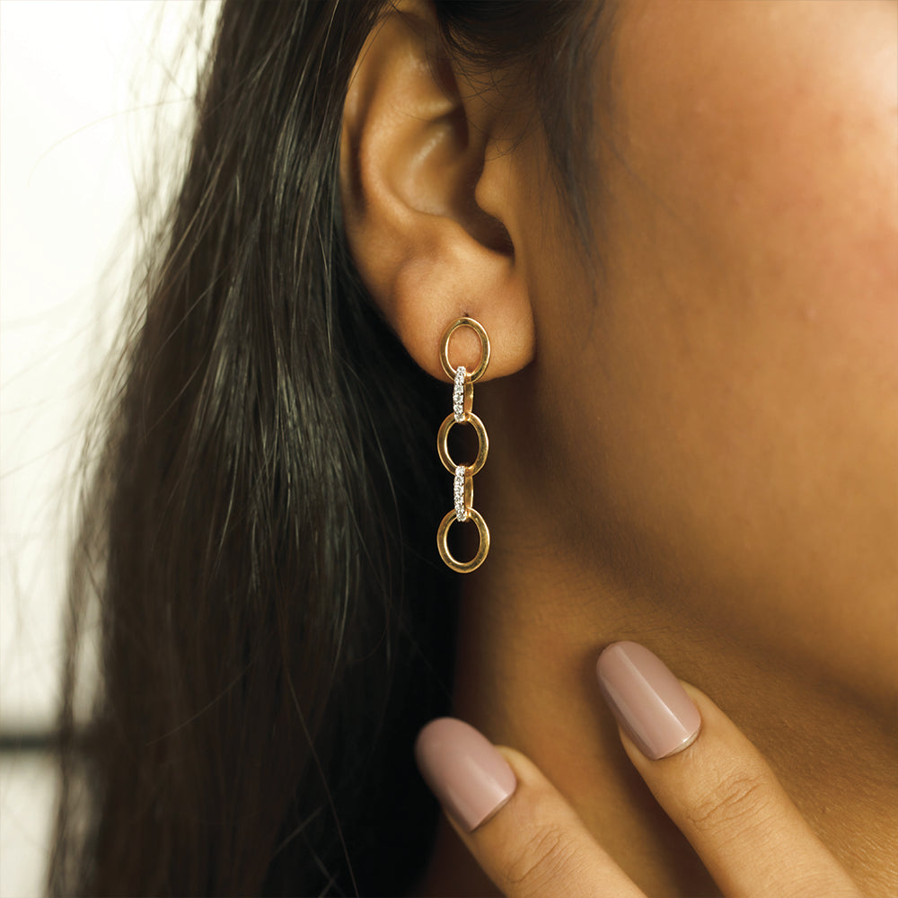 Link Chain Drops - 18kt Gold Vermeil Lab Grown Diamond Earrings