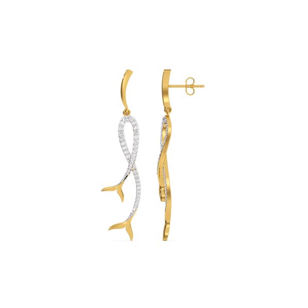 Lukson Mermaid Lure 18k Gold Lab Grown Diamond Earrings Online in India