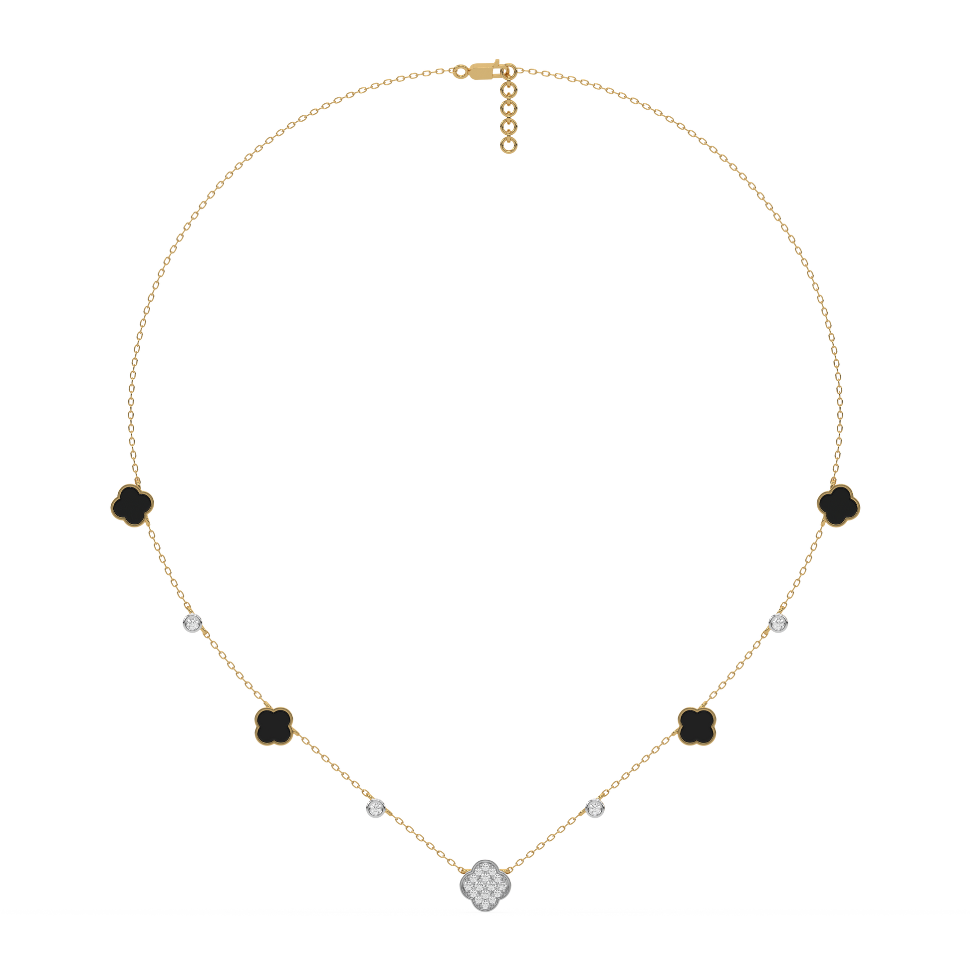 Midnight Enchanted Clover Necklace- 18kt Gold Vermeil Lab Grown Diamond Necklace