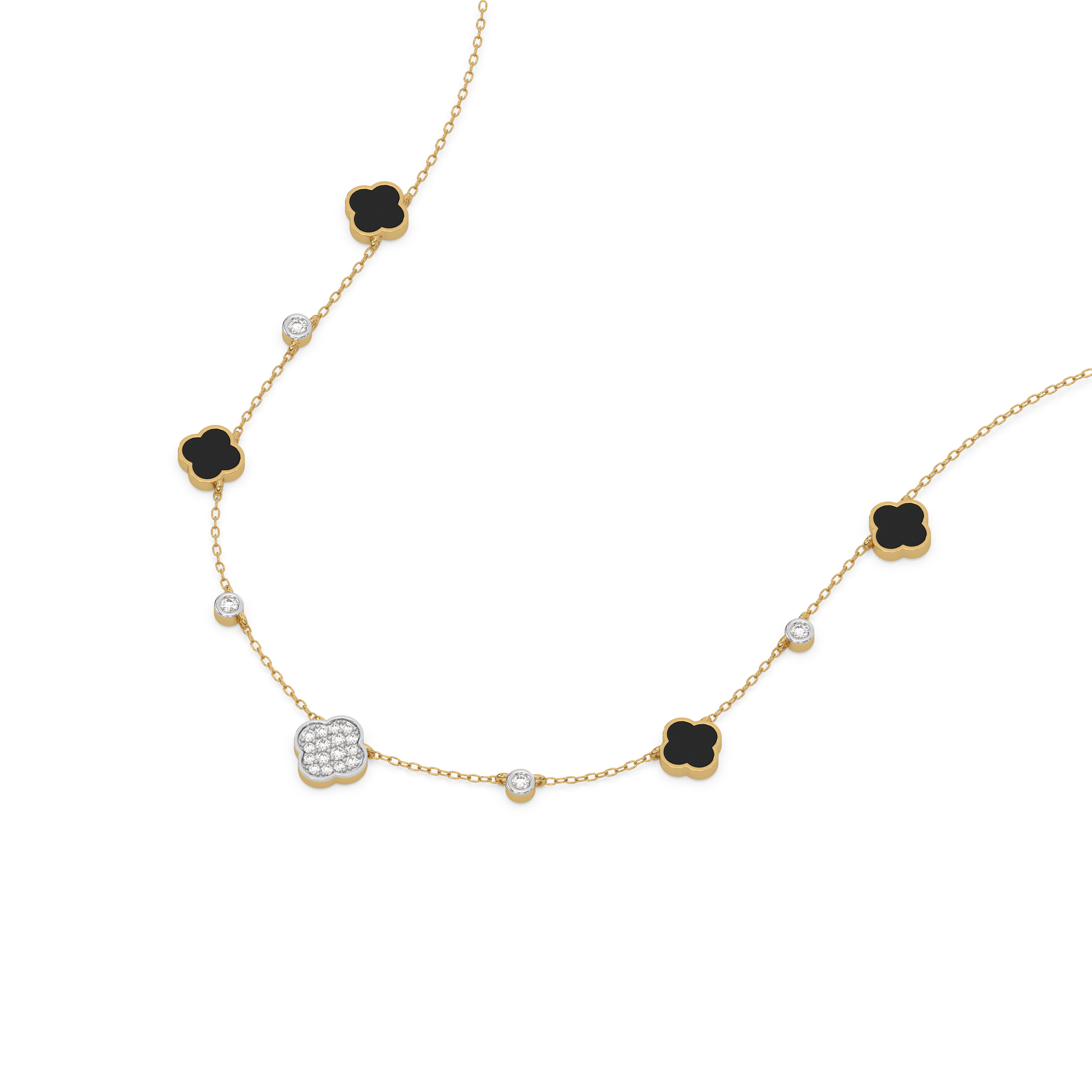 Midnight Enchanted Clover Necklace- 18kt Gold Vermeil Lab Grown Diamond Necklace