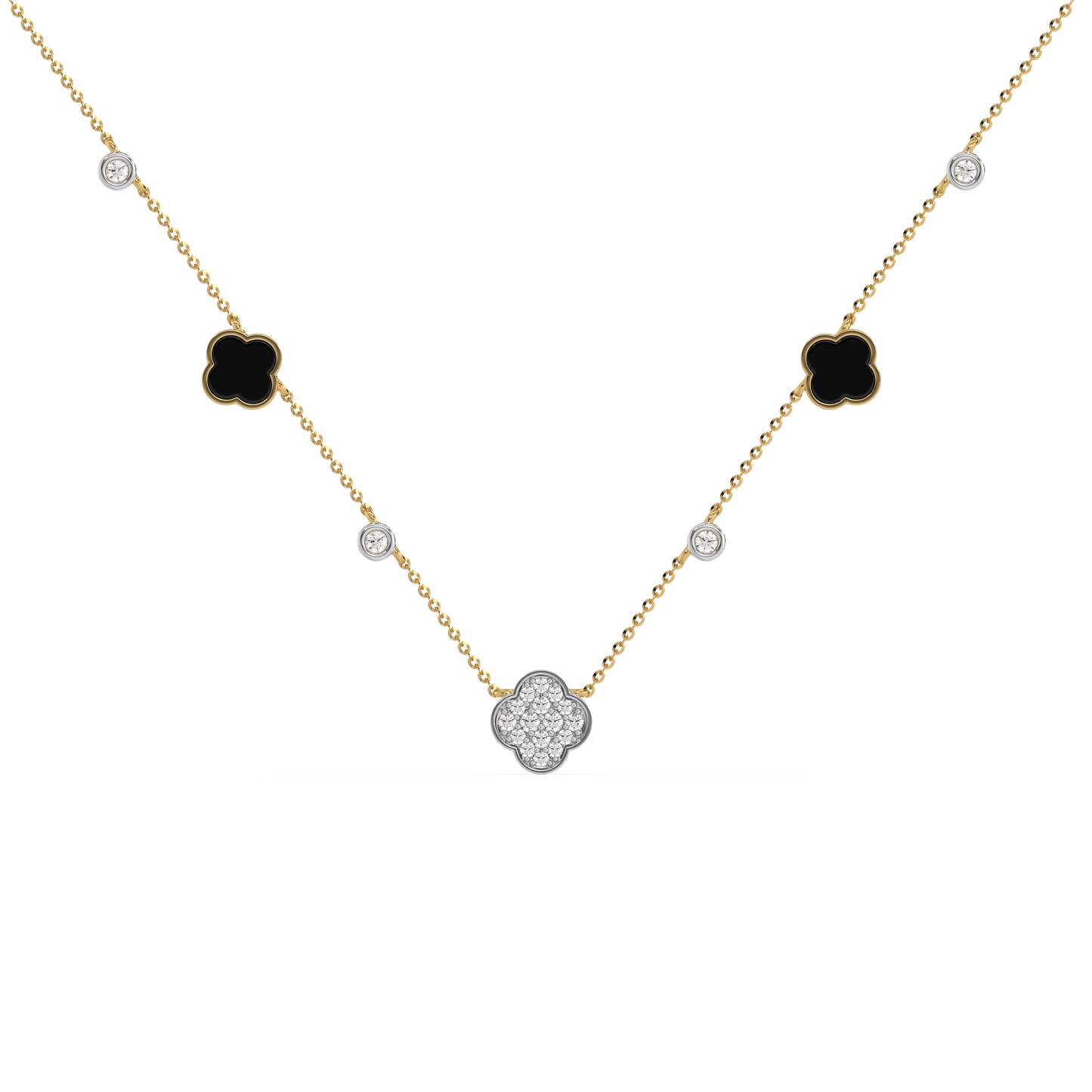 Midnight Enchanted Clover Necklace- 18kt Gold Vermeil Lab Grown Diamond Necklace
