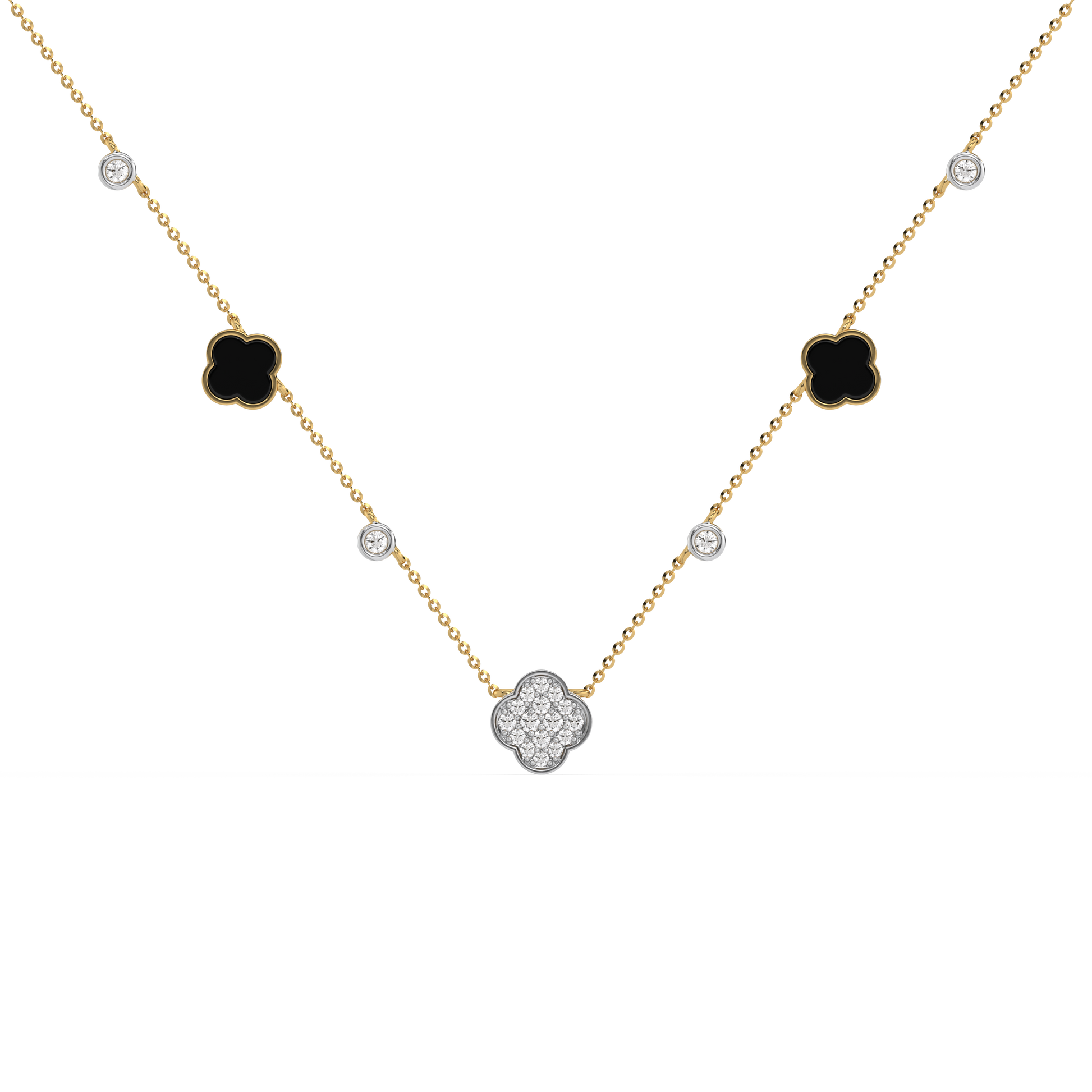Midnight Enchanted Clover Necklace- 18kt Gold Vermeil Lab Grown Diamond Necklace