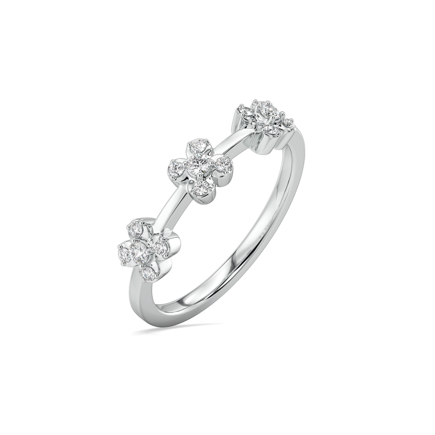 Mini Flower Sequence Ring-925 Sterling Silver Lab Grown Diamond Ring