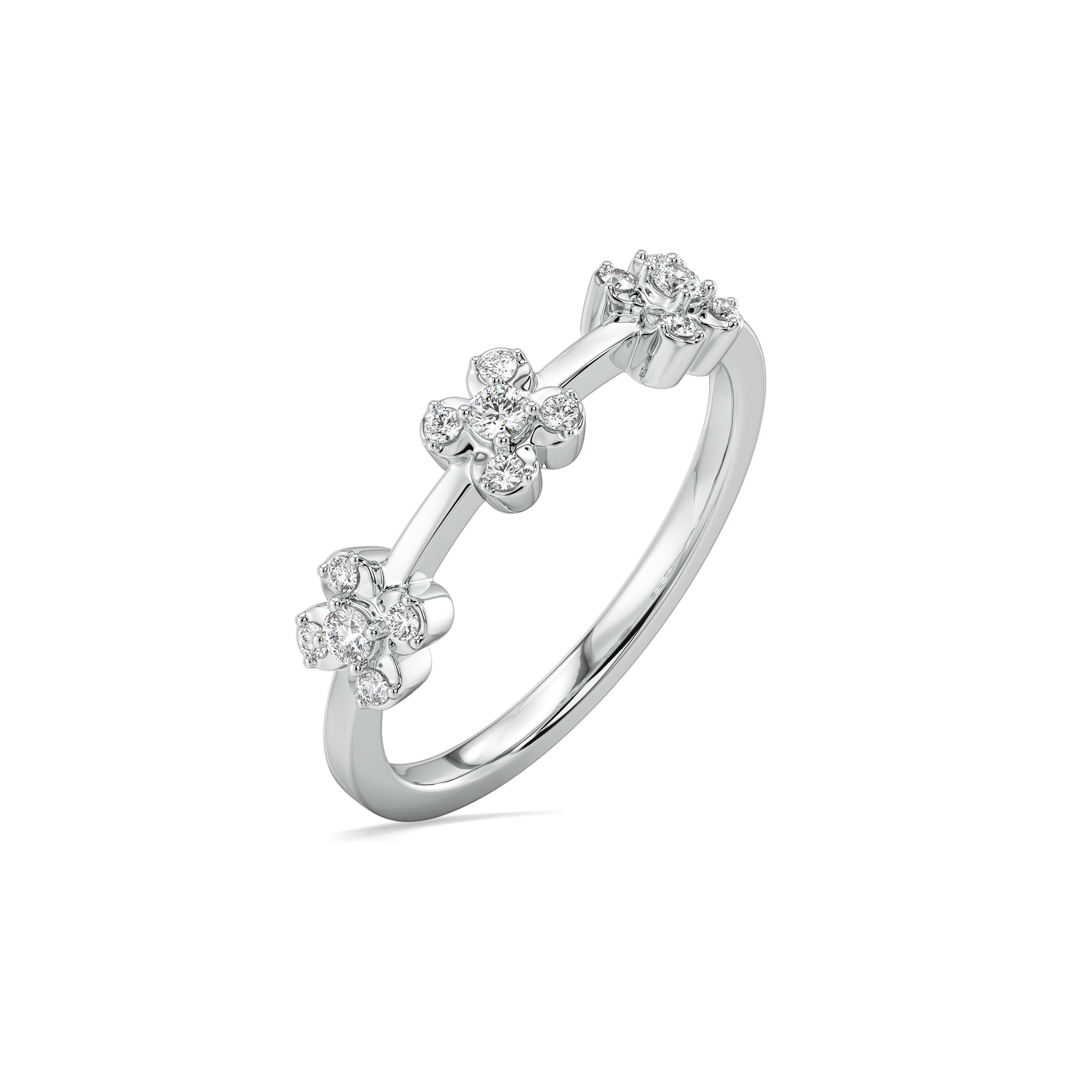 Mini Flower Sequence Ring-925 Sterling Silver Lab Grown Diamond Ring