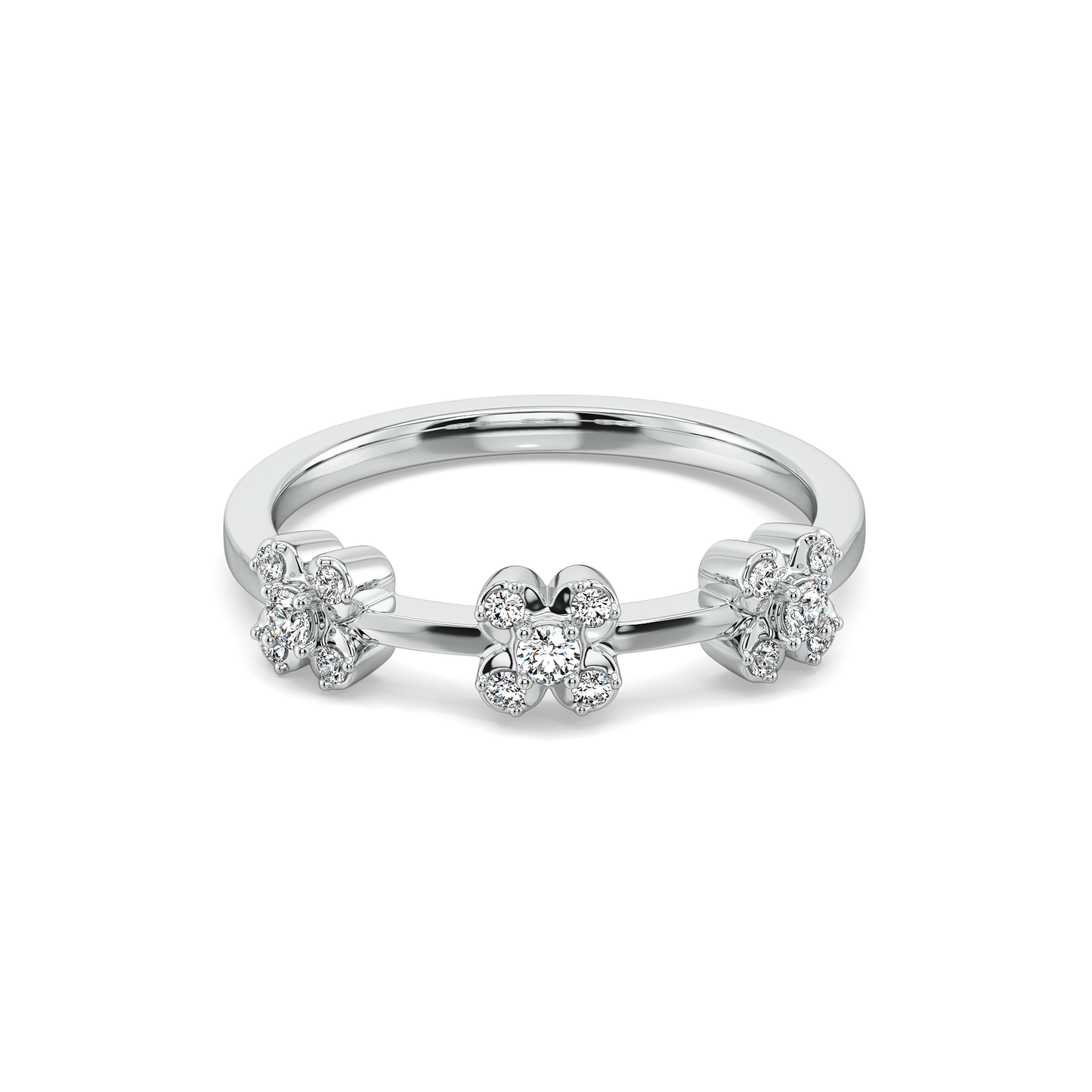 Mini Flower Sequence Ring-925 Sterling Silver Lab Grown Diamond Ring