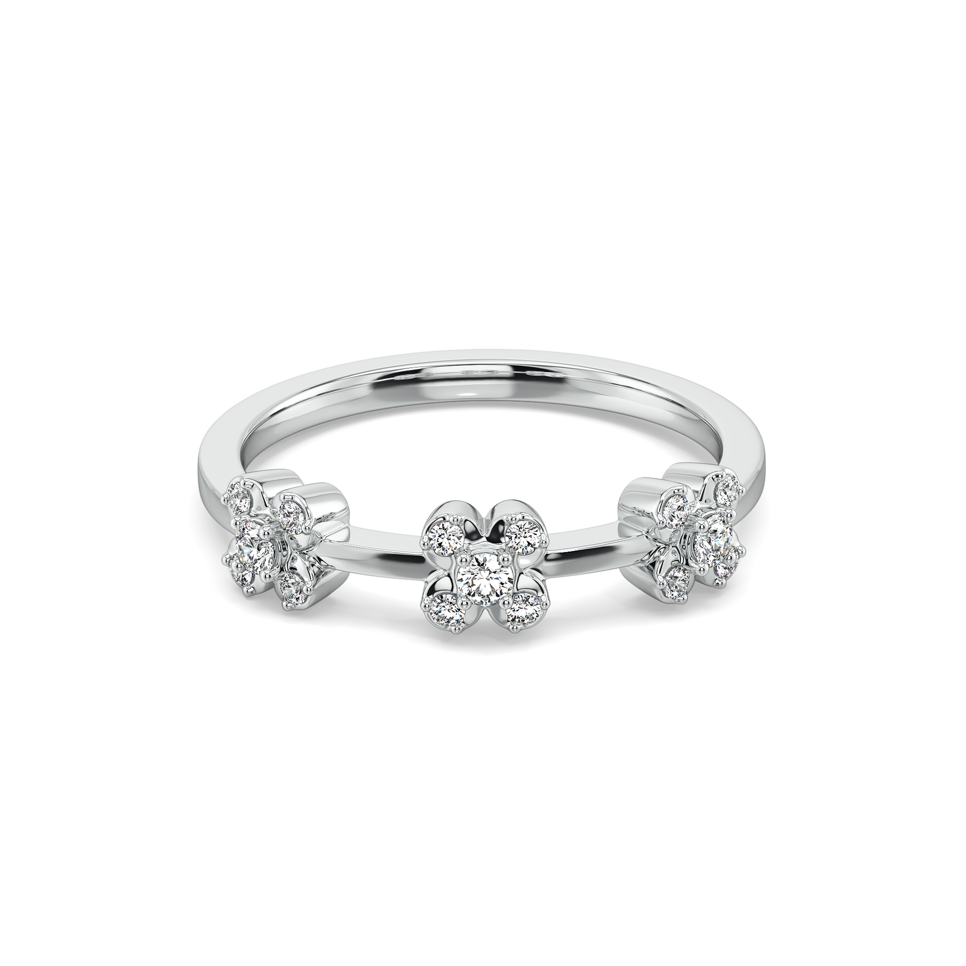 Mini Flower Sequence Ring-925 Sterling Silver Lab Grown Diamond Ring