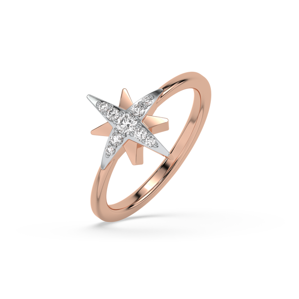 Lukson North Star Ring 18k Rose Gold Vermeil Lab Grown Diamond Ring