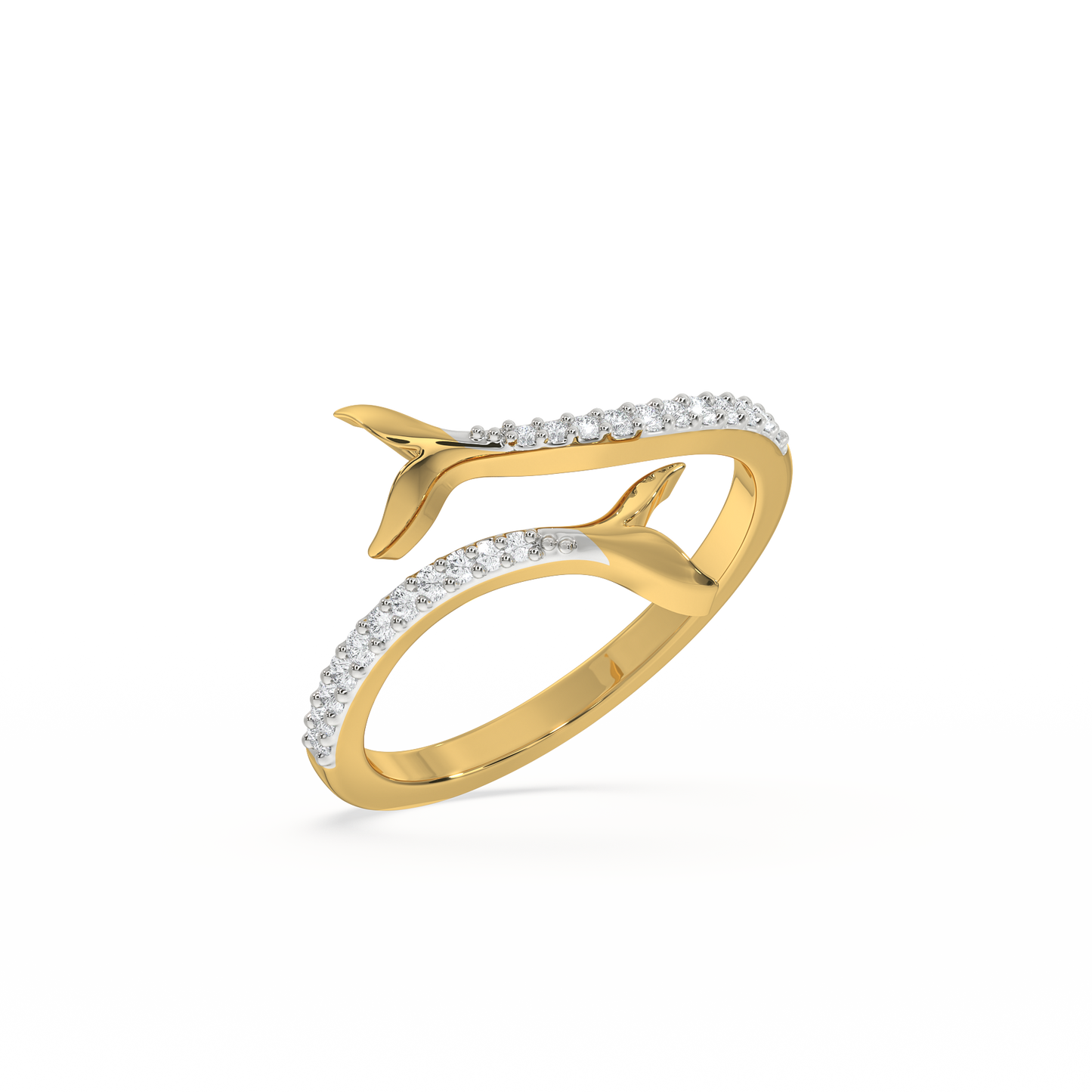 Ocean's Embrace Open Top Ring- 18kt Gold Vermeil Lab Grown Diamond Ring