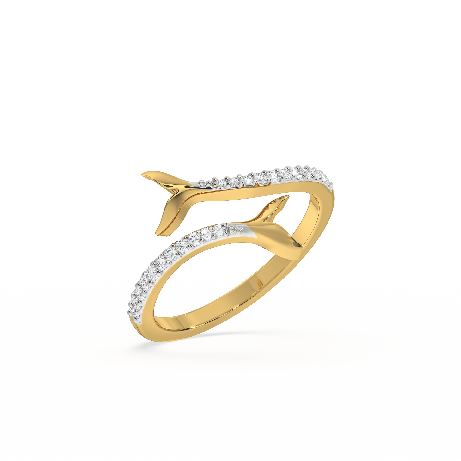 Ocean's Embrace Open Top Ring- 18kt Gold Vermeil Lab Grown Diamond Ring