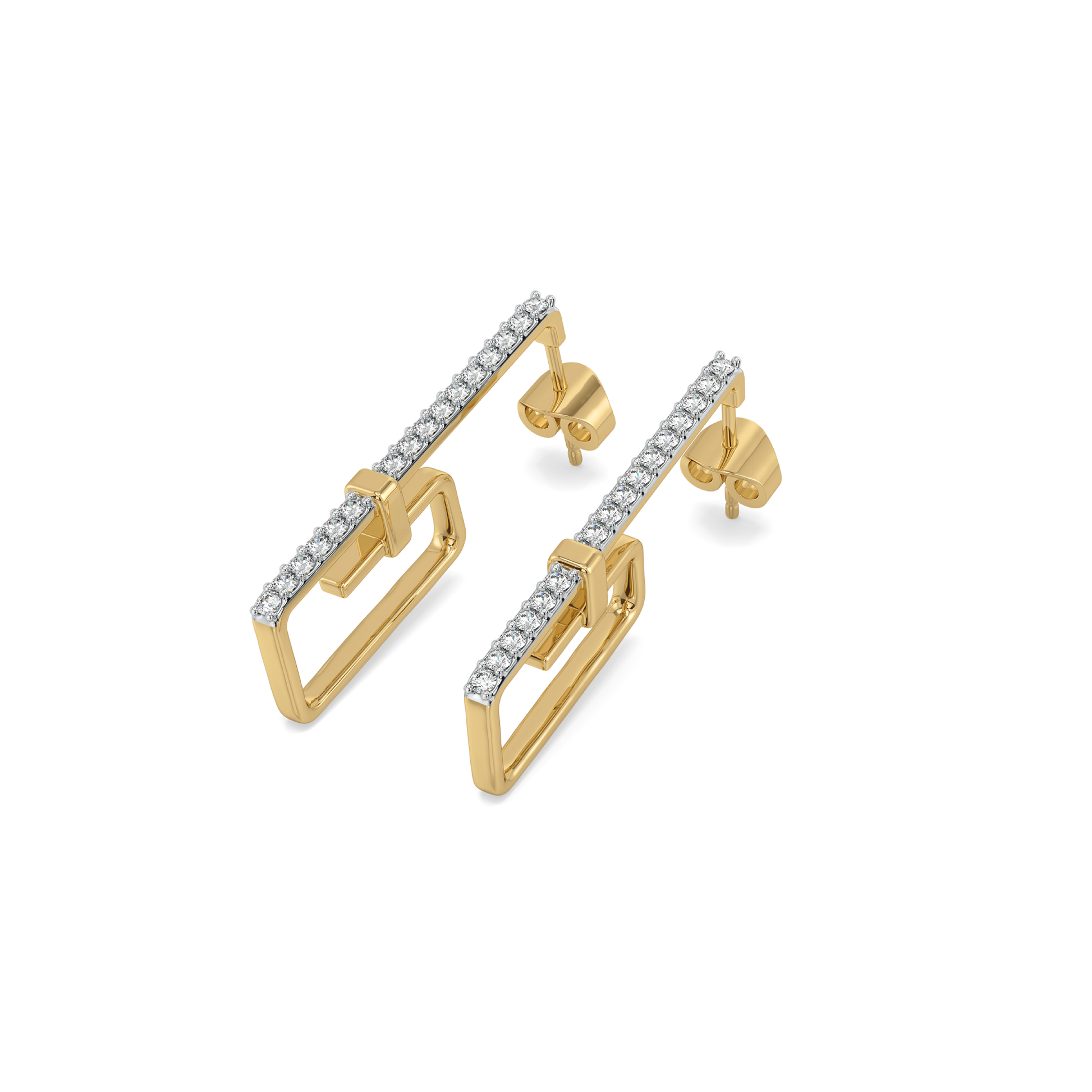 Paper Clip Hoop - 18 Gold Vermeil Lab Grown Diamond Earrings