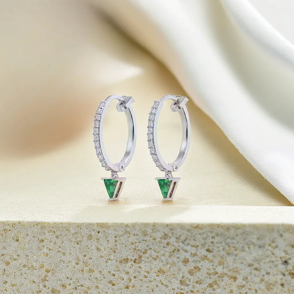 Lukson lab grown diamond emerald earrings