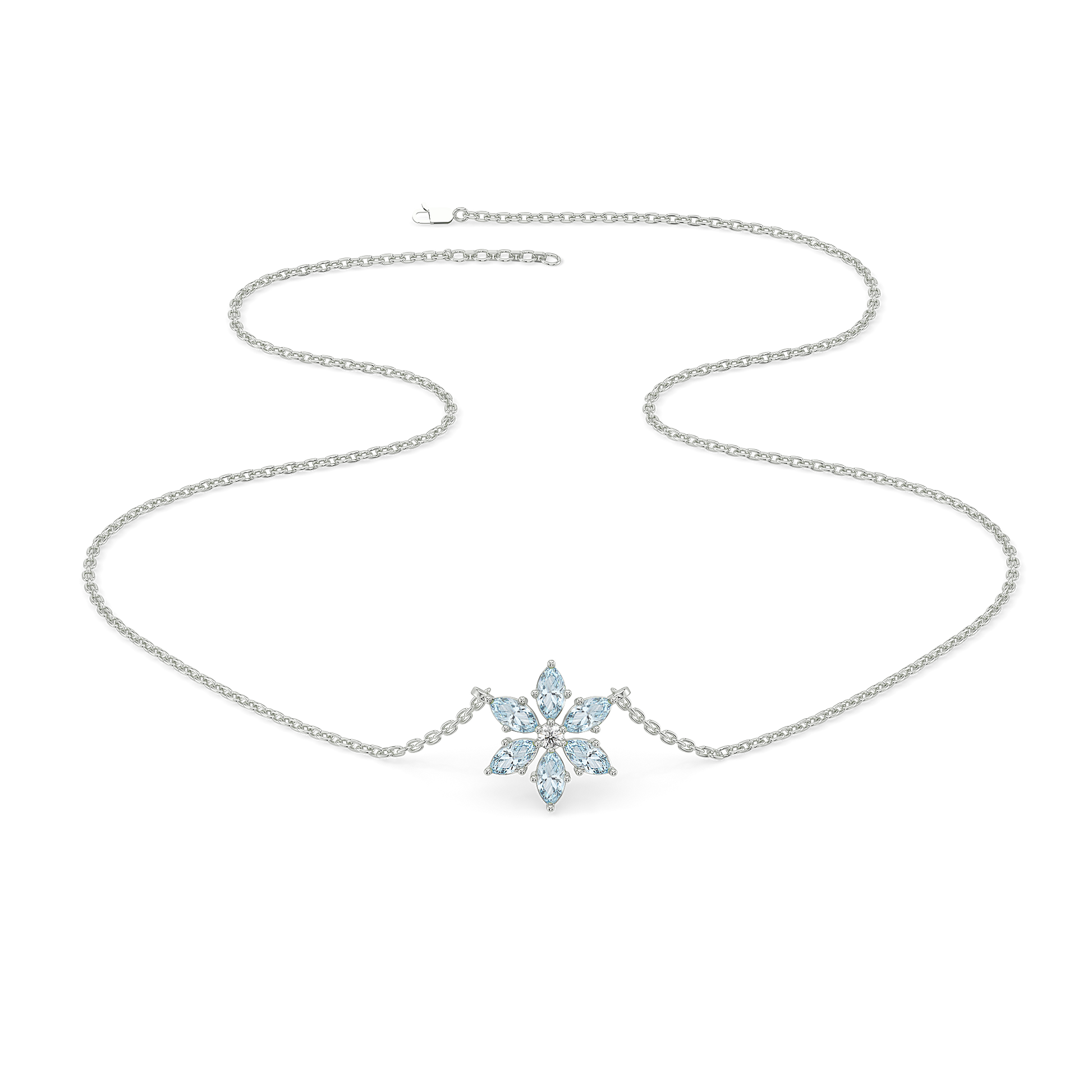 Snowflake Pendant - 925 Sterling Silver Lab Grown Diamond Necklace