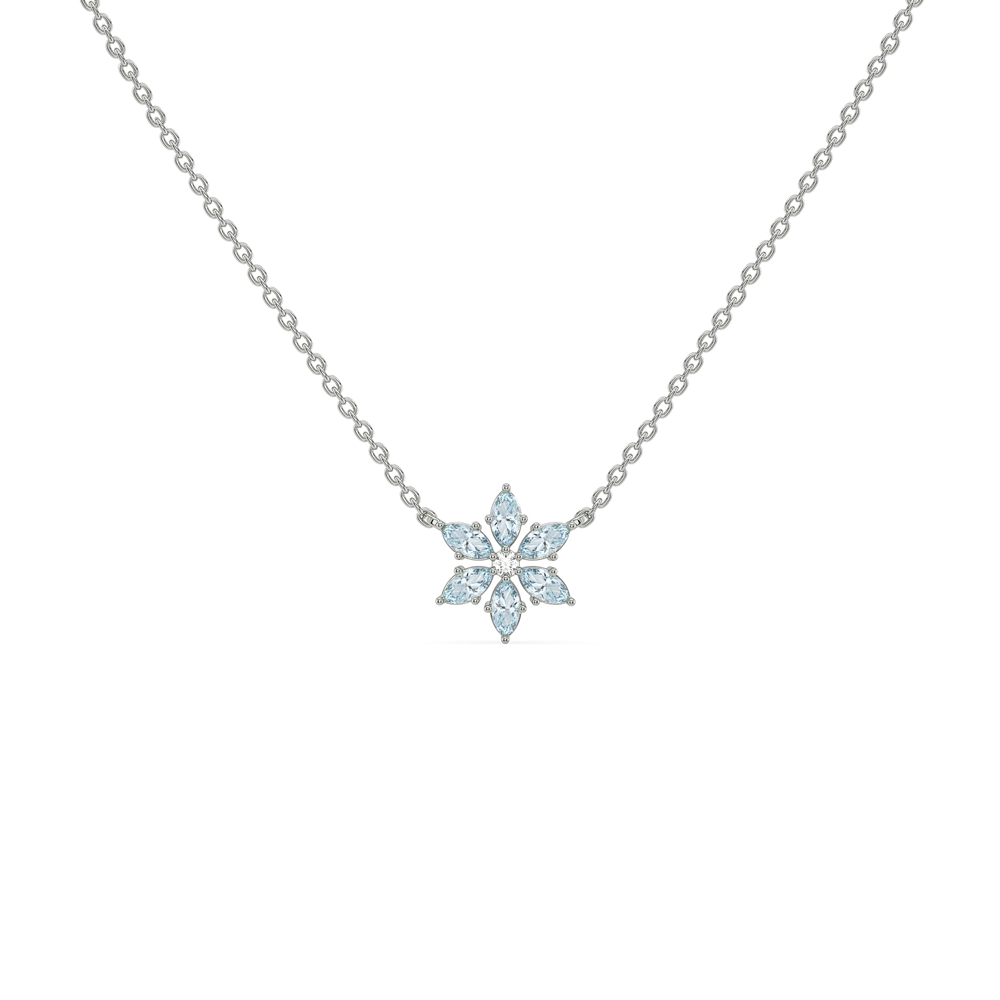 Snowflake Pendant - 925 Sterling Silver Lab Grown Diamond Necklace