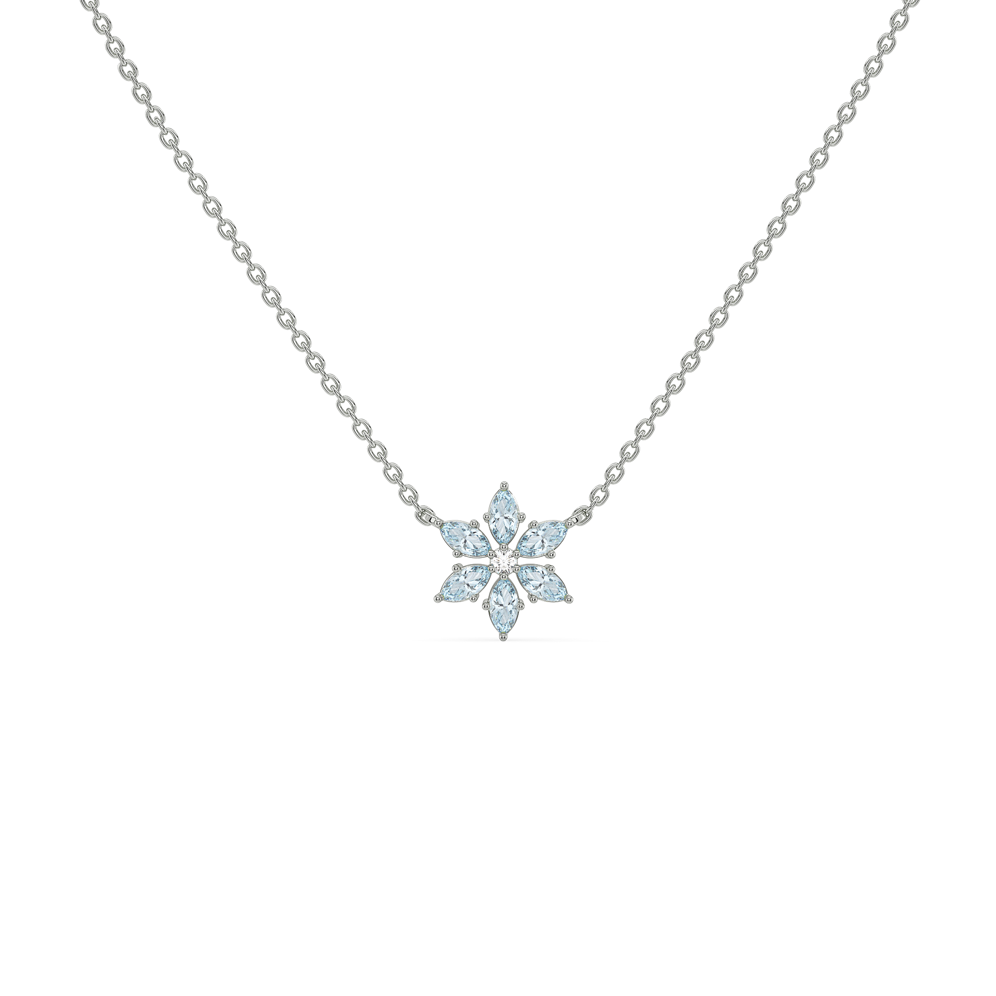 Snowflake Pendant - 925 Sterling Silver Lab Grown Diamond Necklace