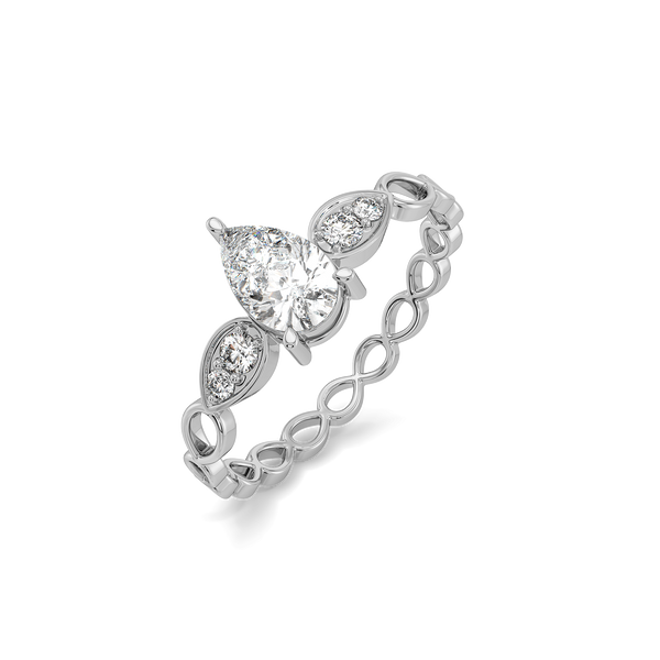 Sway in Pear Pure Gold Lab Diamond Solitaire Ring - Perspective View
