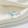 Lukson Turquoise Butterfly 925 Sterling Silver Lab Grown Diamond Ring