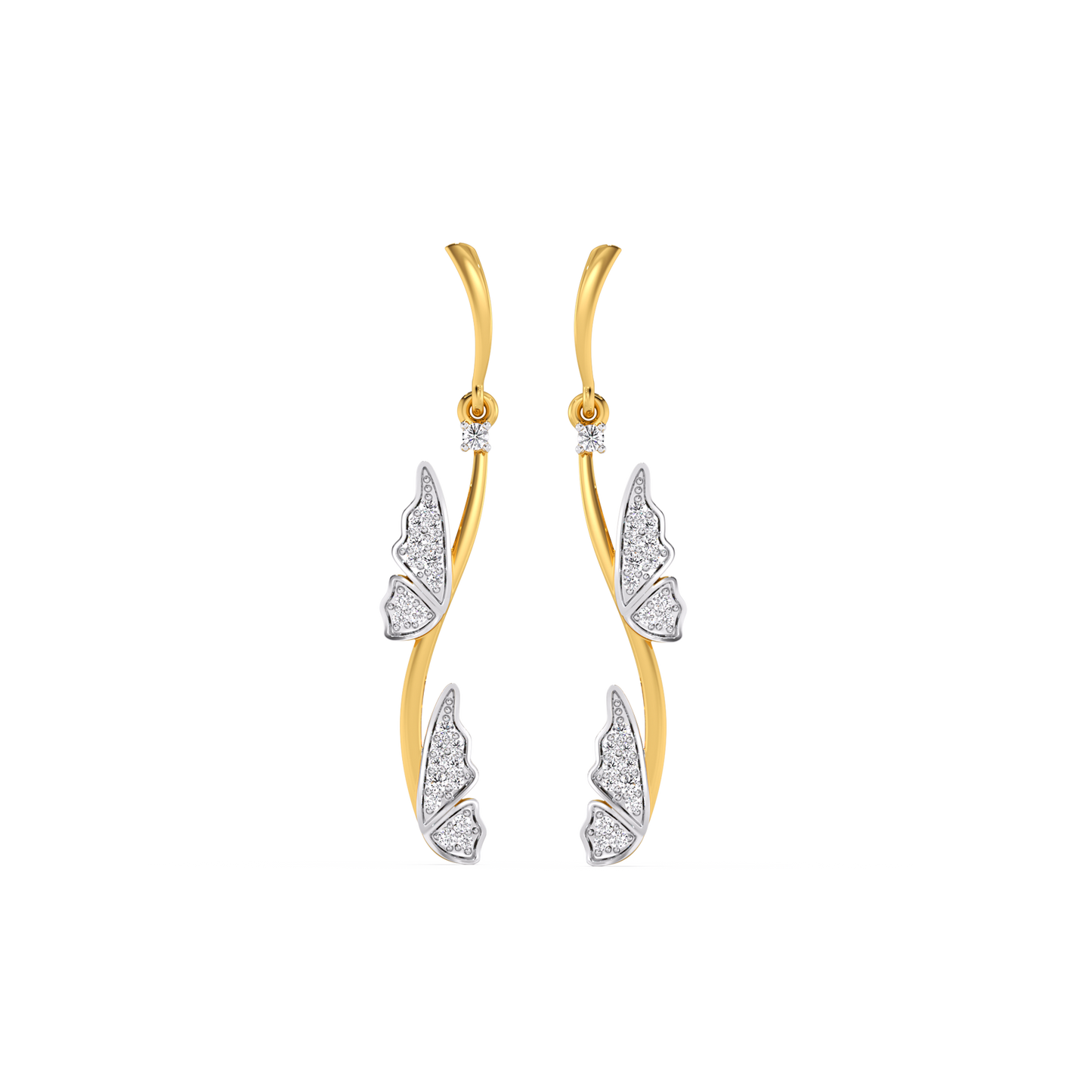 Whimsical Wing Drops - 18kt Gold Vermeil  Lab Grown Diamond Earrings