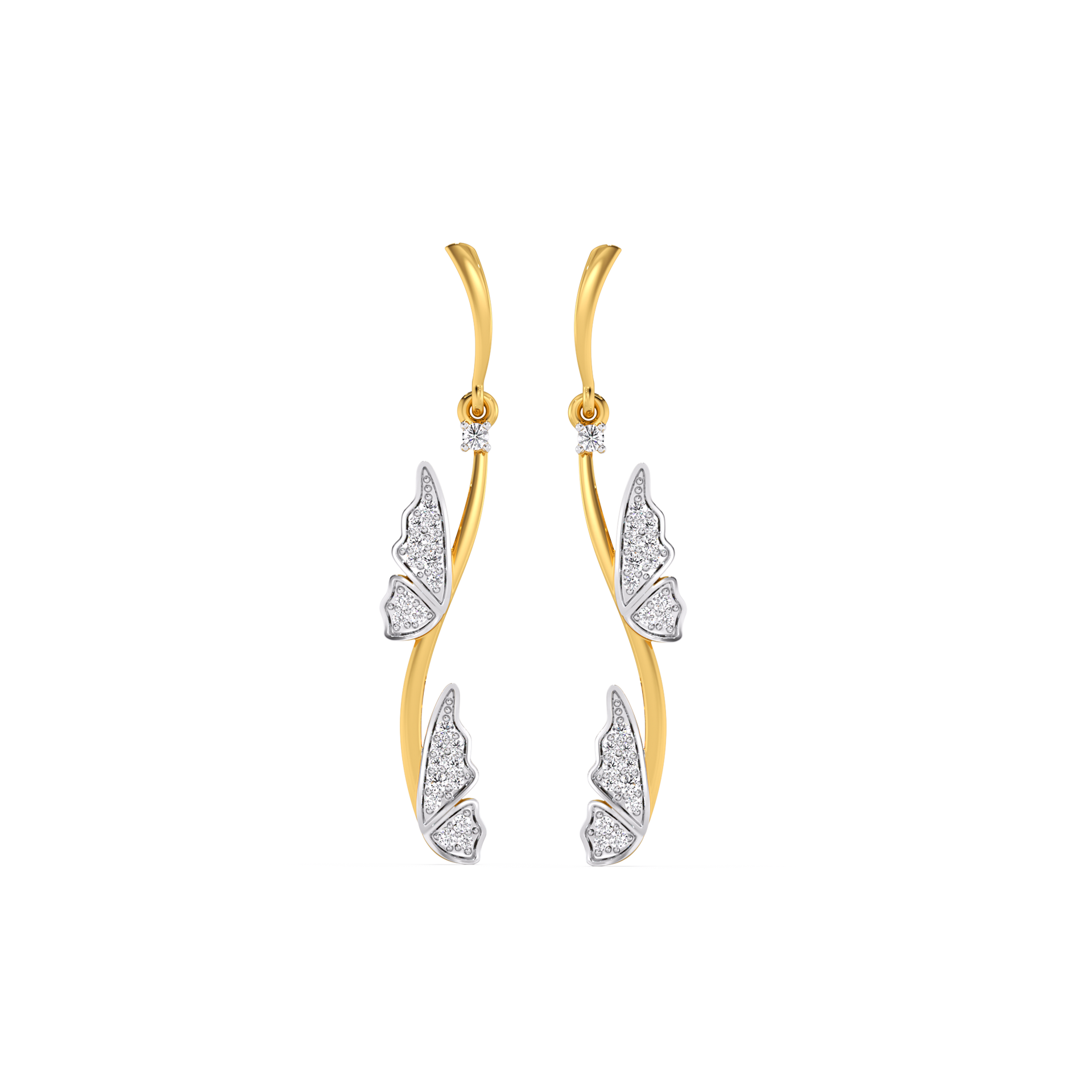 Whimsical Wing Drops - 18kt Gold Vermeil  Lab Grown Diamond Earrings