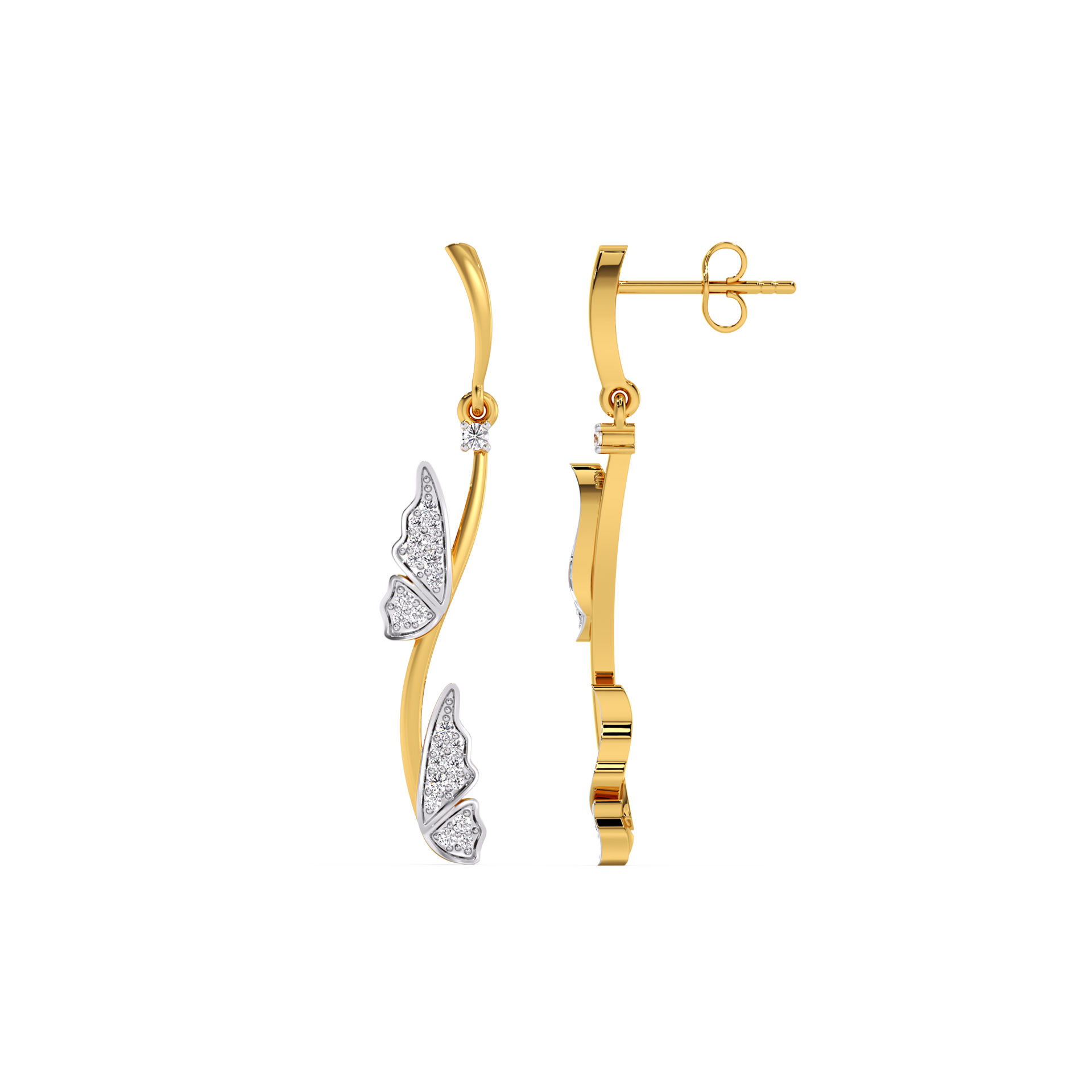 Whimsical Wing Drops - 18kt Gold Vermeil  Lab Grown Diamond Earrings