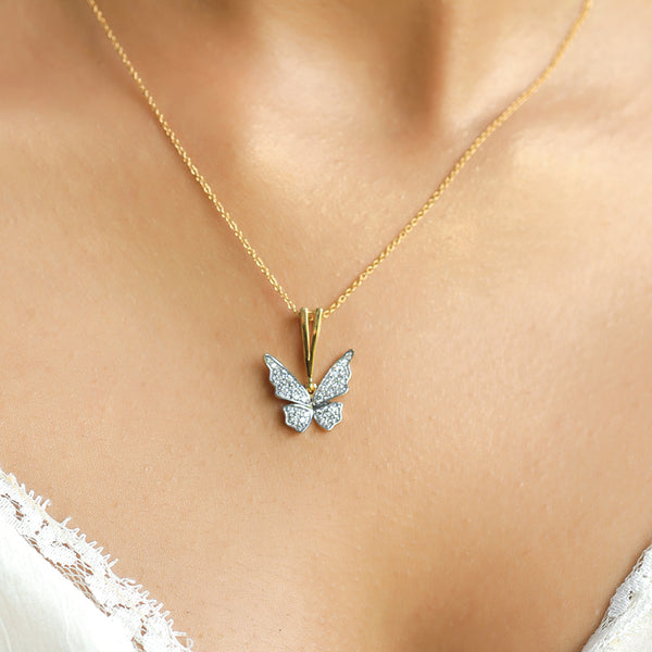 Winged Whimsy - Lab Grown Diamond Pendant Necklace for Women - Lukson