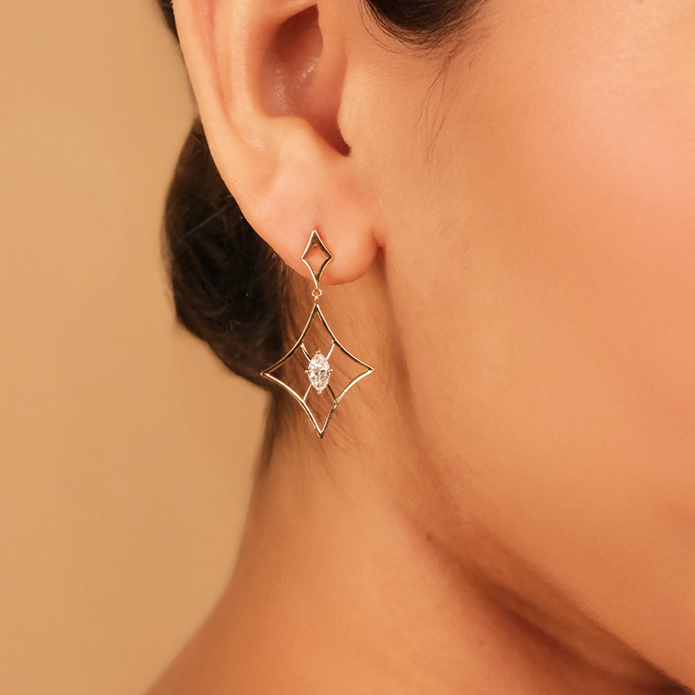 Astra Marquise - Pure Gold Lab Diamond Drop Earrings