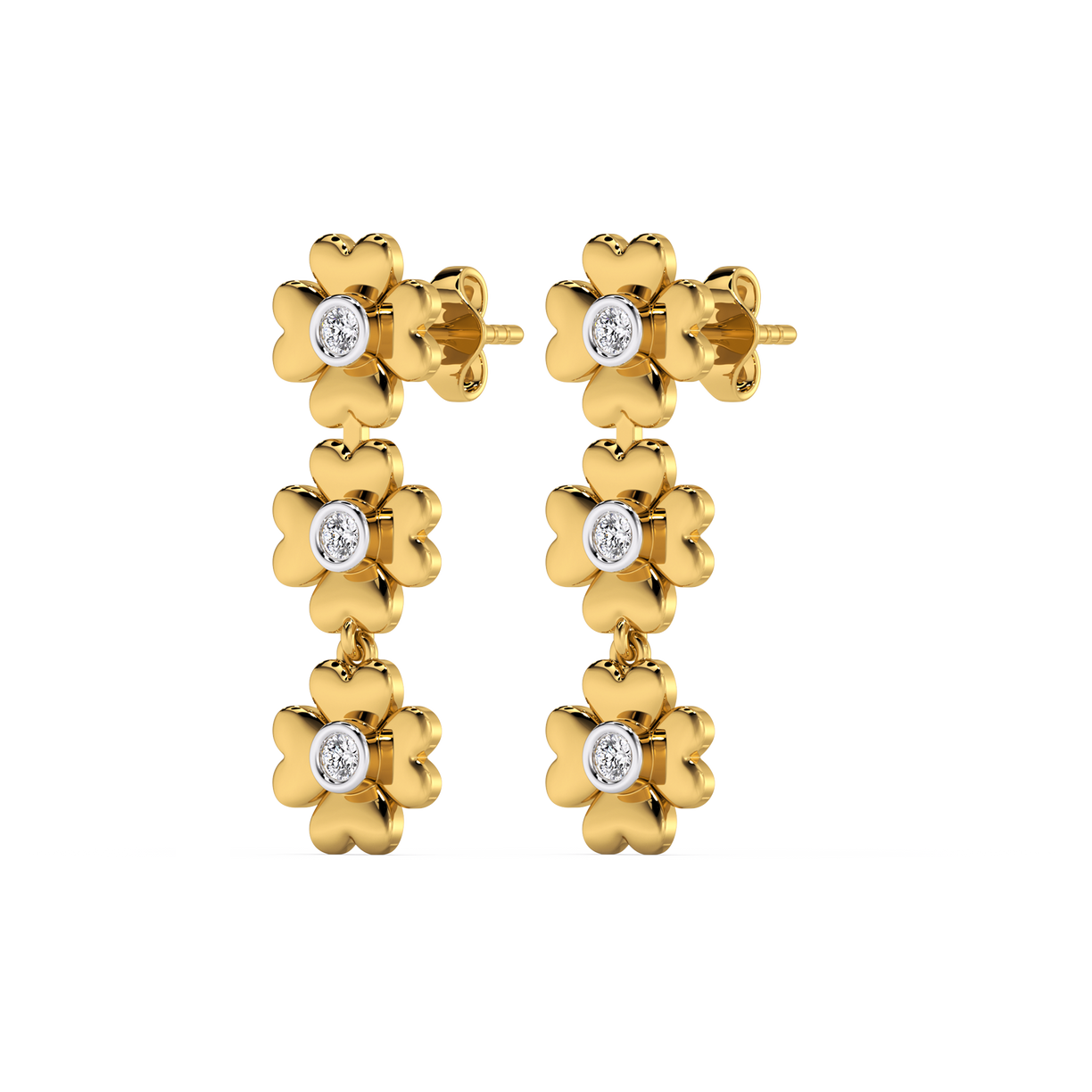 Lukson Golden Glow Petal Lab Grown Diamond Drop Earrings