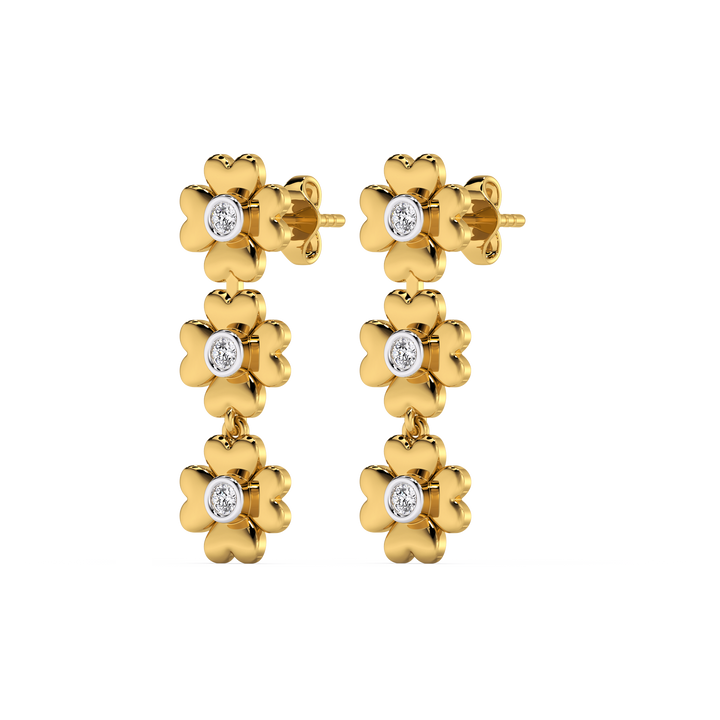 Golden Glow Petal - Lab Diamond Drop Earrings