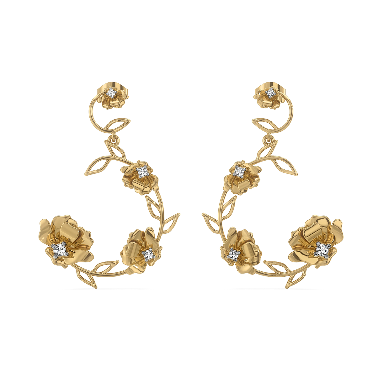 Floral Symphony - Lab Diamond Drop Earrings