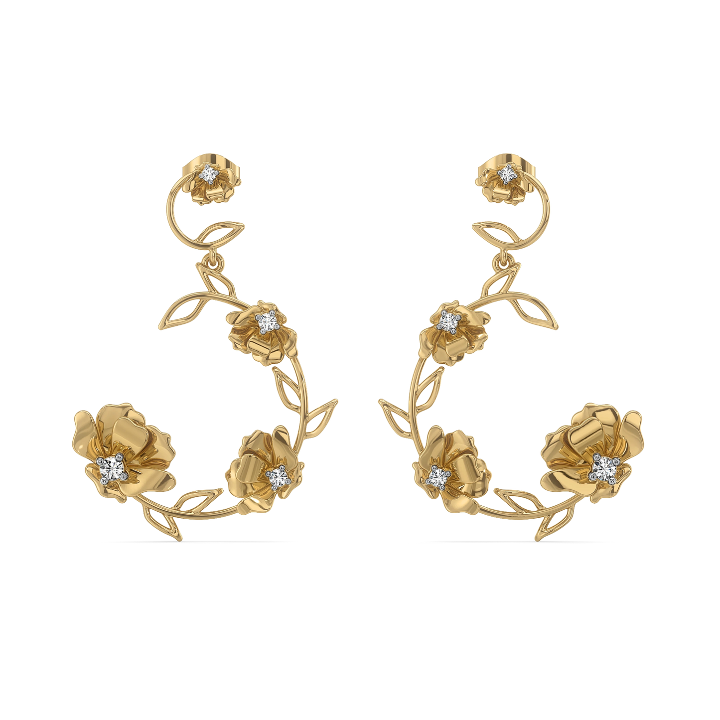 Floral Symphony - Lab Diamond Drop Earrings
