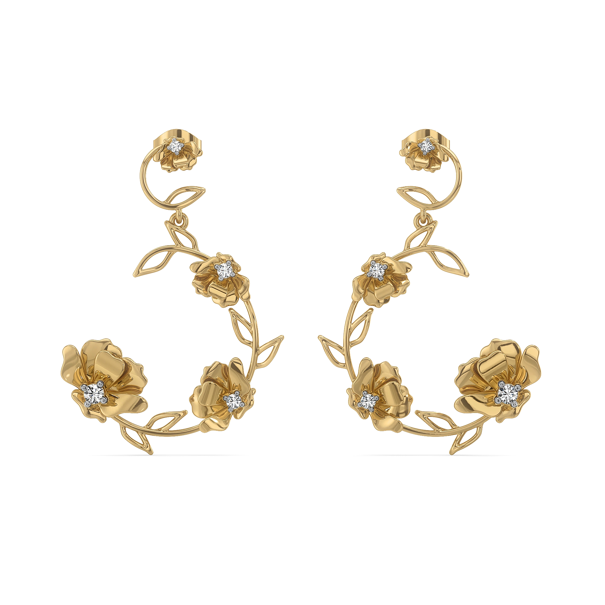 Floral Symphony - Lab Diamond Drop Earrings