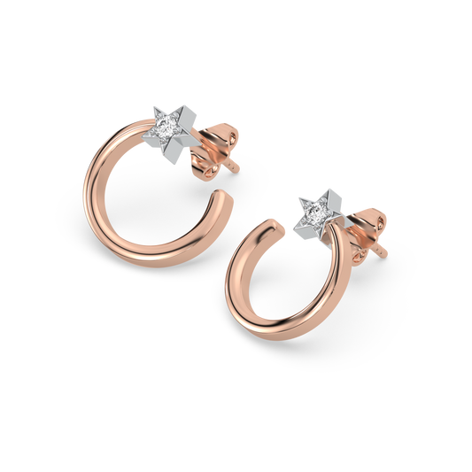 Star Rose Hoops - Lab Grown Diamond Earrings