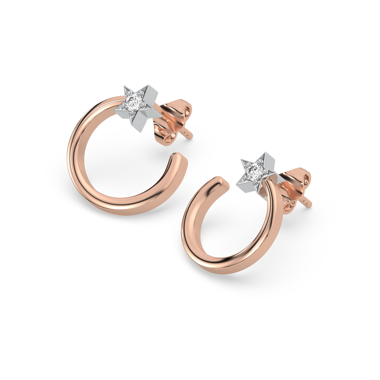 Star Rose - Lab Diamond Hoop Earrings