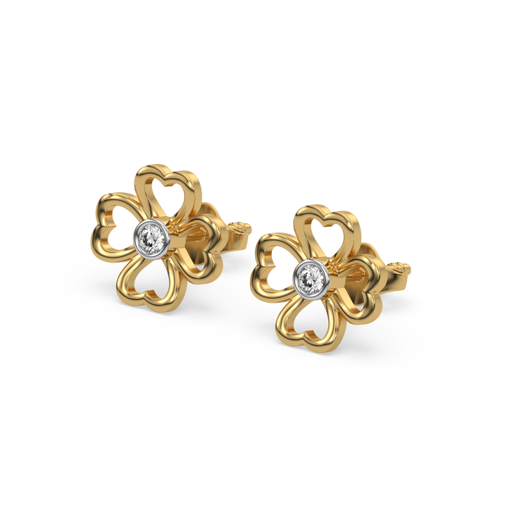 Clover Bezel - Lab Diamond Stud Earrings