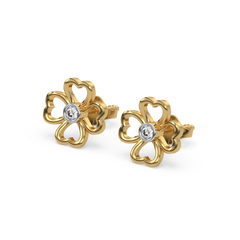 Clover Bezel - Lab Diamond Stud Earrings