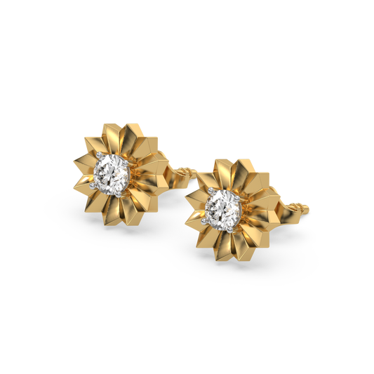 Golden Bloom Solitaire Studs