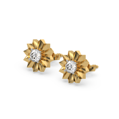 Golden Bloom - Lab Diamond Solitaire Stud Earrings