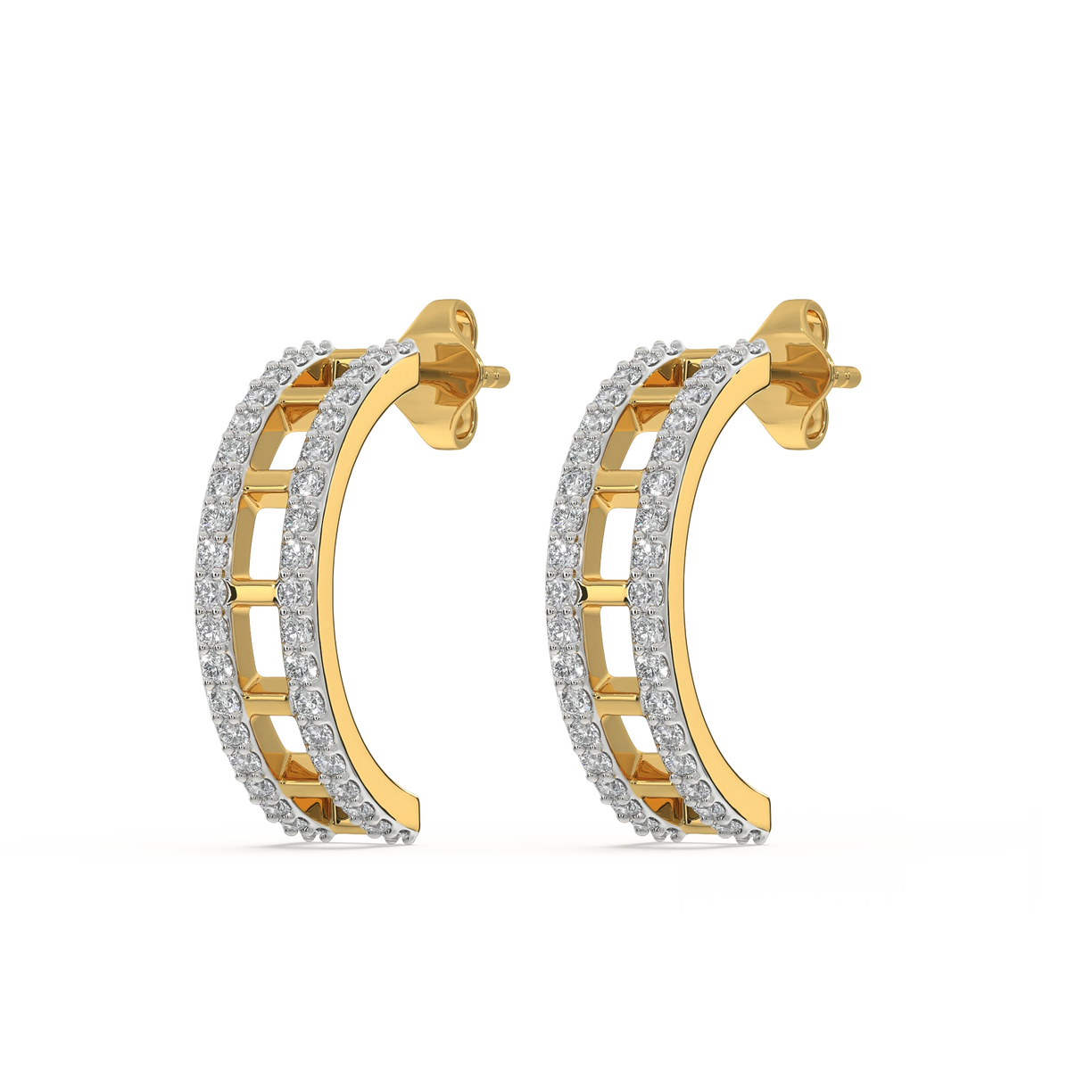 Double Pleated - Lab Diamond Hoop Earrings