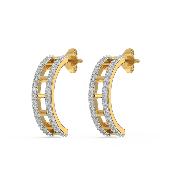 Double Pleated Lab Grown Diamond Hoop Earrings - Lukson 